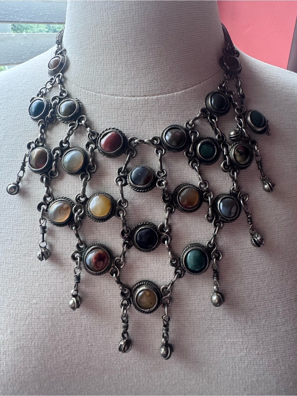 Afghan Multicolor Gemstone Bib Necklace - Women Jewelry